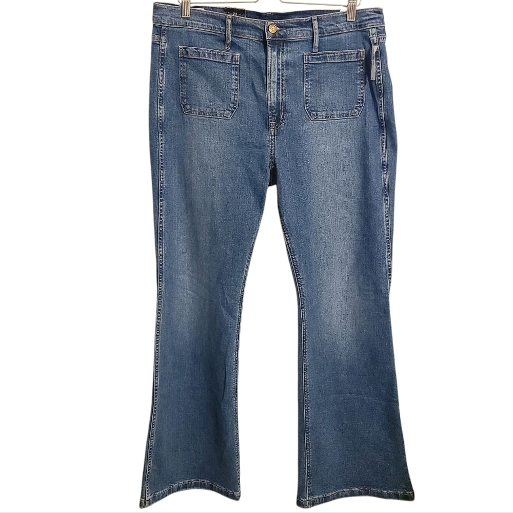 Gap | Women's Flared High Rise Medium Indigo Blue Jeans (Size 16R/33) - Picture 2 of 16